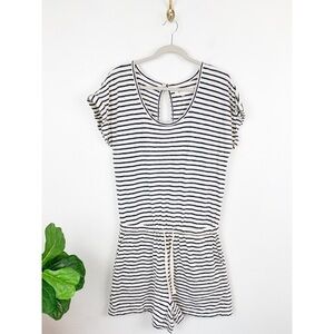 Lou & Grey Navy and White Striped Short Sleeve Romper